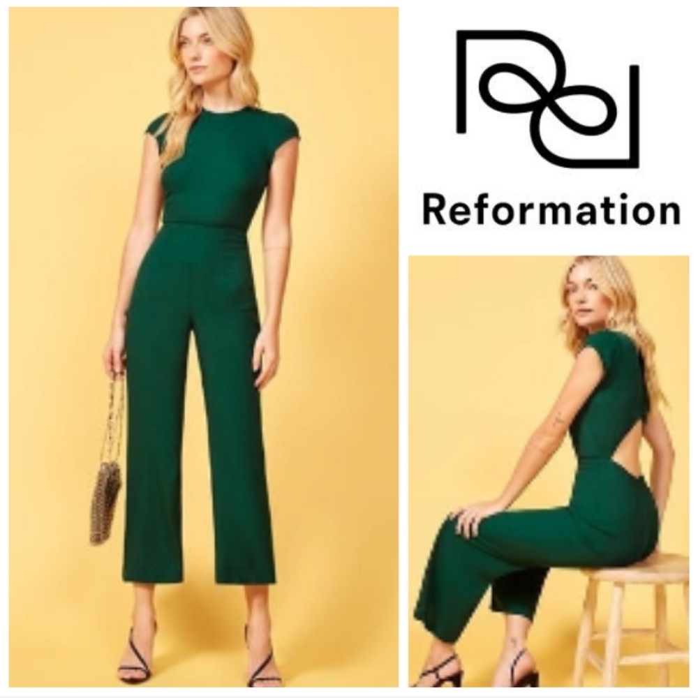 Reformation Emerald Green Jumpsuit. Size 0